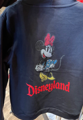 DISNEYLAND RESORT MINNIE MOUSE RHINESTONES BLACK ZIP-UP HOODIE ADULT XS-2XL
