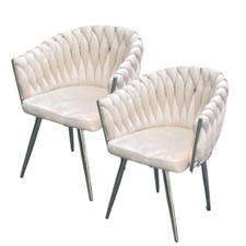 2. WAHL 2er Luxus Esszimmerstuhl Cream/Beige Schminkstuhl Wohnzimmerstuhl 471