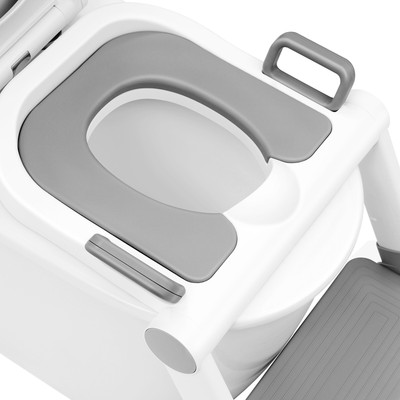 WOLTU Riduttore WC Bambini Con Scaletta Pieghevole - Adattatore Water Senza Montaggio, Seduta Morbida, Regolabile In 2 Altezze - Foto 11