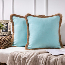 Pack of 2 Farmhouse Decorative Throw Pillow 18" x 18", Pack of 2 Light Blue