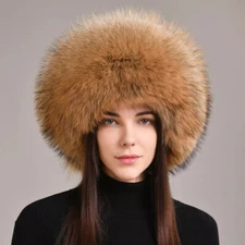 Women Real Fox Fur Hat Russian Ushanka Cossack Hunter Hat Winter Warm Ski Cap