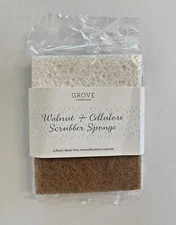 2 pk Grove Collaborative Walnut & Cellulose Scrubber Sponge