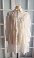 ZARA White LONG SHIRT WITH LACE TRIMS Ruffled Long Sleeve Size XS O3438