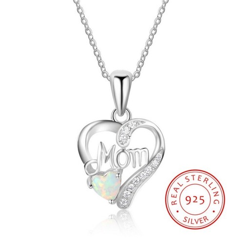 Sterling Silver Rhodium Necklace Opal 