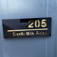 Custom Door Sign House Number Plaque Address Signs Mirror Gold Acrylic Laser Cut