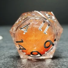 Sage's Fiery Souls - Orange 33mm Liquid-Core D20 Sharp Edge Resin Dice