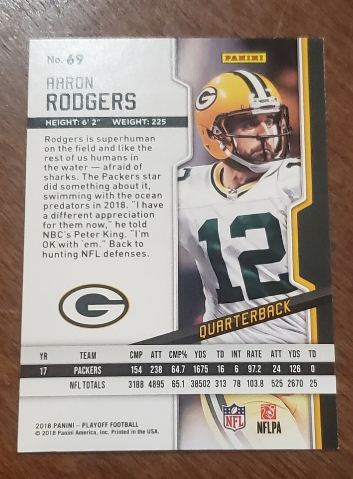 2018 PANINI PLAYOFF FOOTBALL AARON RODGERS #69 PACKERS | eBay