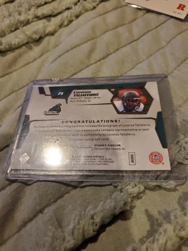 Ravens Lorrenzo Taliaferro Star Rookie Autographed Upperdeck Trading Card  - Image 2 of 3