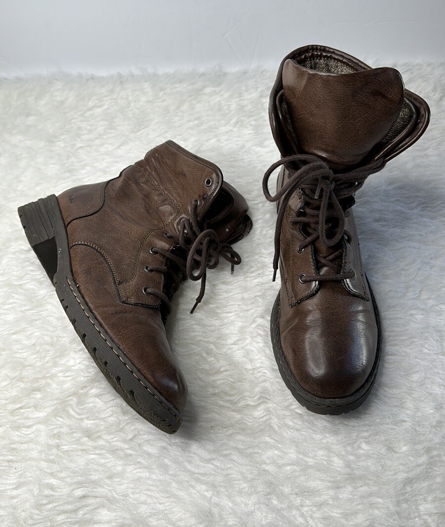 BOC Born Concept Boots Womens Saturn Plaid Combat Brown Faux