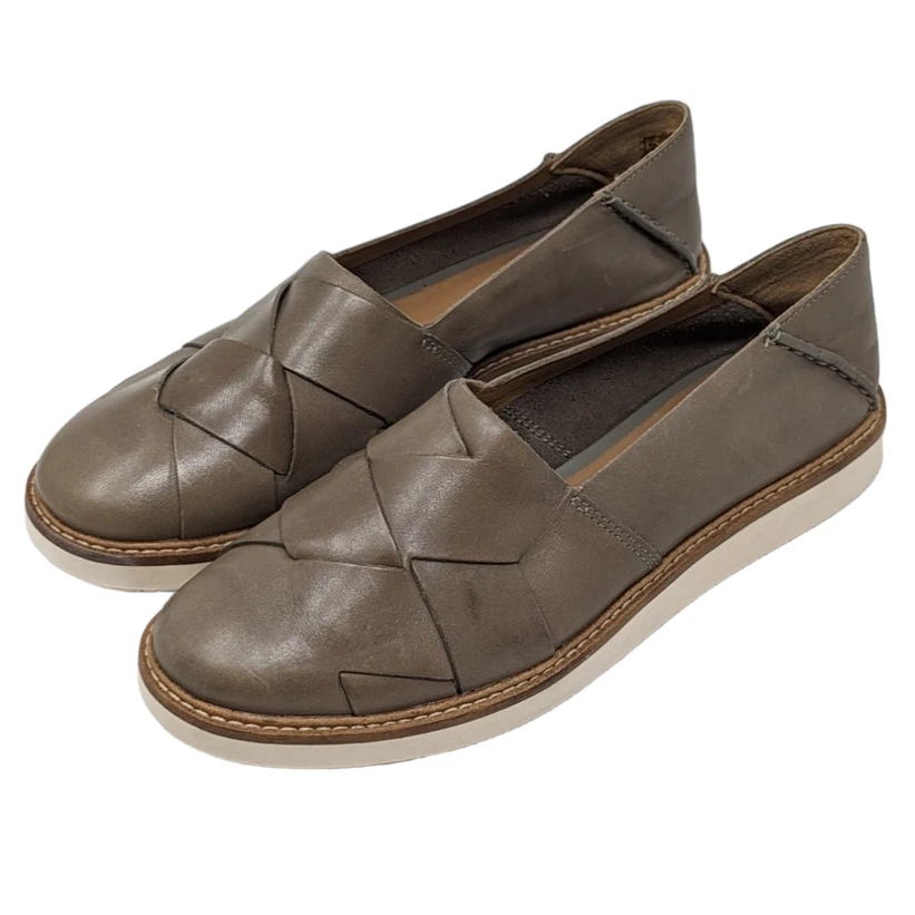 Clarks Glick Harvest Woven Leather Flats Sage Size 7 eBay