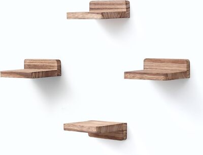 4 Pack 4x4 Inch Small Floating Shelf Rustic Wood Display Ledges