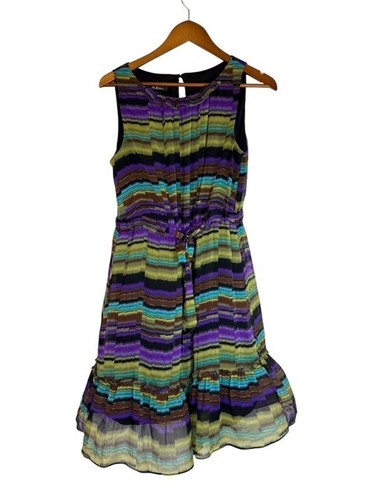Robe fluide sans manches à volants sans manches imprimé géométrique AGB longueur genou taille 10