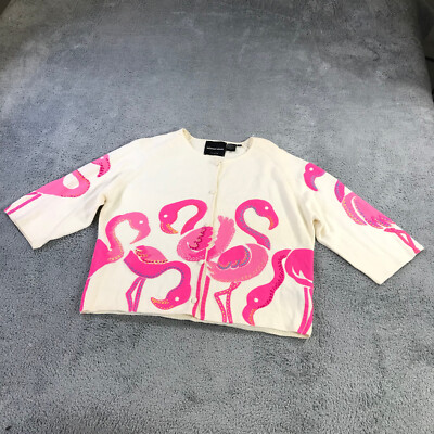 Michael Simon Sweater Womens Extra Large Flamingo Cardigan Button