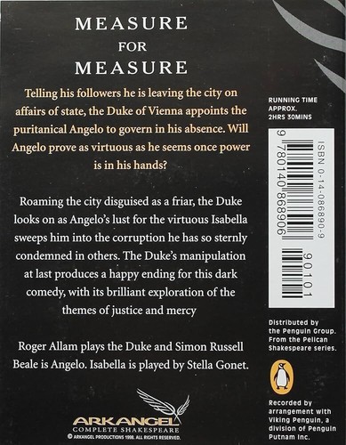 MEASURE FOR MEASURE by WILLIAM SHAKESPEARE (AUDIO CASSETTE) DRAMATISED - SEALED - Picture 2 of 4