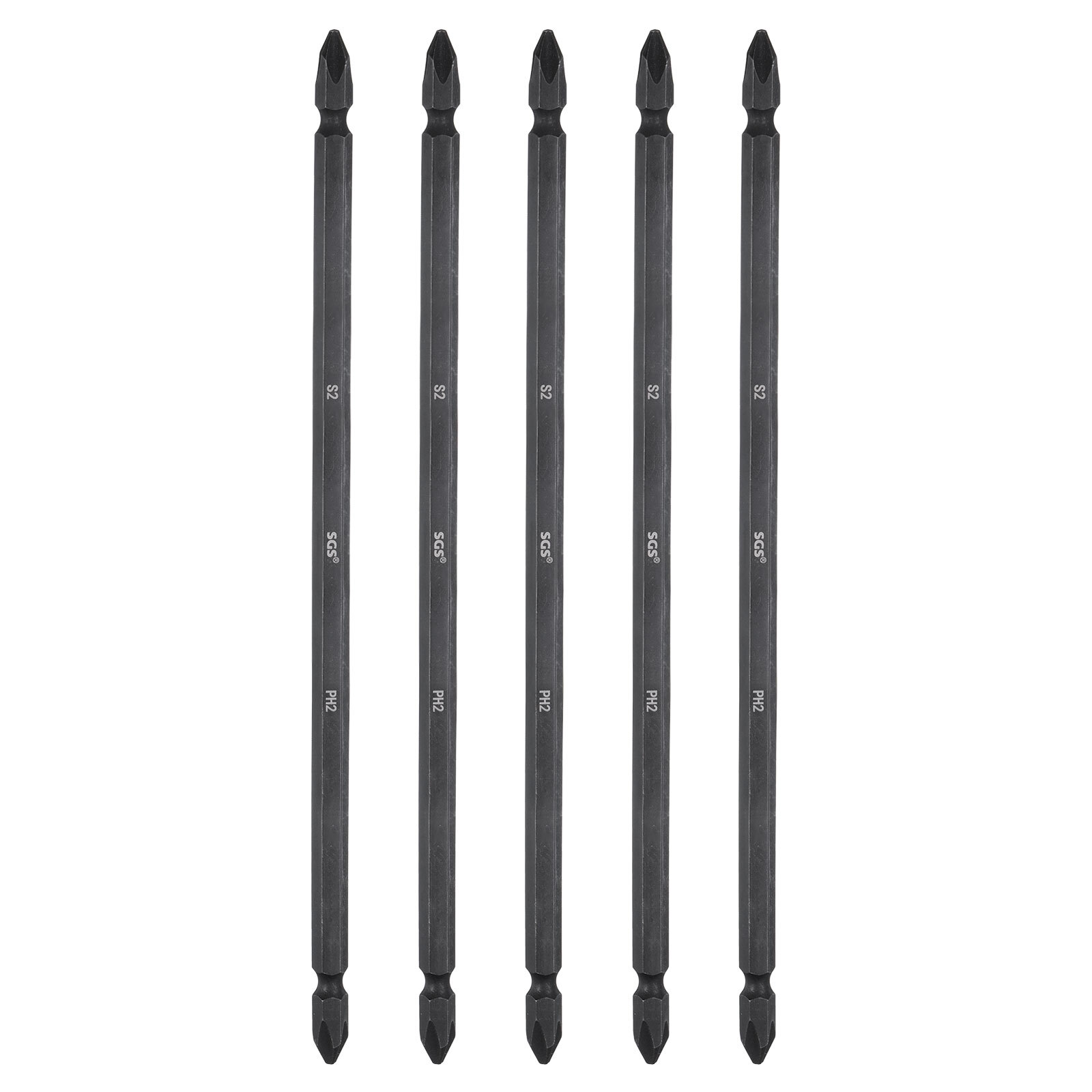 5pcs PH2 Magnetic Double-Ended Phillips Screwdriver Bits 7.87 Inch Black-image