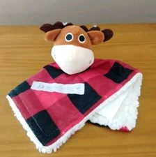 Cribmates Petite L'Amour Moose Lovey Security Blanket Buffalo Plaid Red Black
