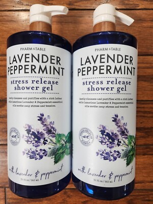 2 PHARM TABLE LAVENDER PEPPERMINT STRESS RELEASE SHOWER GEL 32 FL OZ EA.SOOTHING