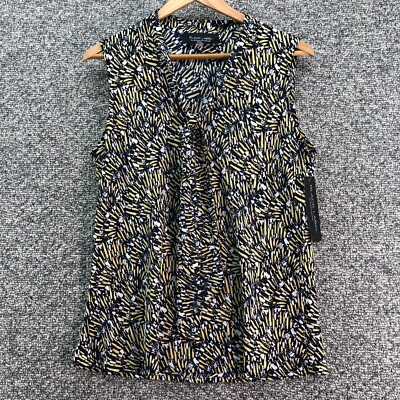 Black Label By Evan-Picone Tie Neck Blouse Top Multicolor Womens Sz M  NWT
