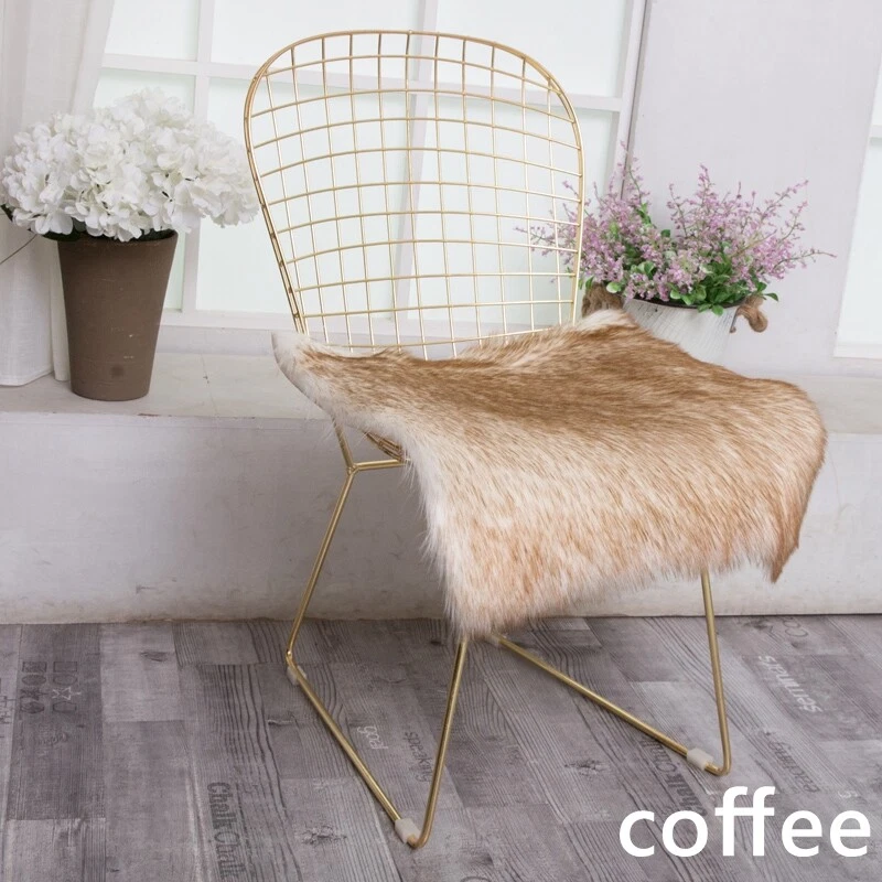 Cojín cuadrado de piel sintética de lana para silla cojín de asiento de coche funda de sofá felpa peluda suave Foto 3 de 4