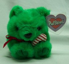 Puffkins HOLIDAY GREEN JINGLES THE TEDDY BEAR 4" Plush STUFFED ANIMAL 1994 NEW