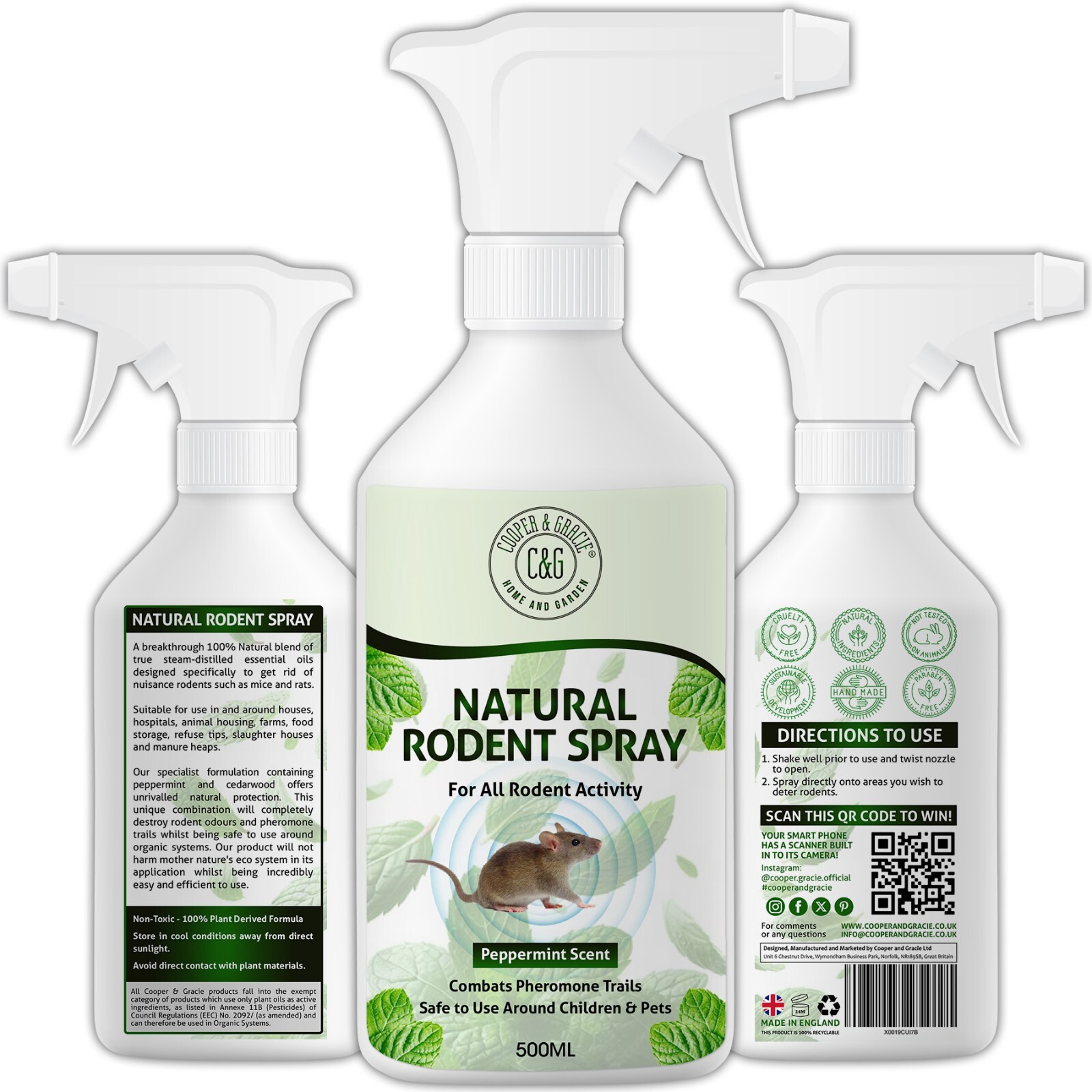 Natural Rodent Repellent 500ML Natural Alternative to Mice Poison