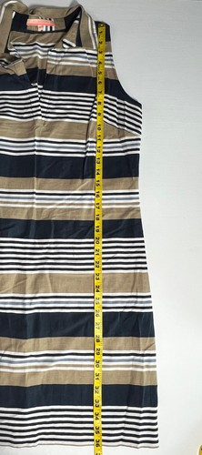 Vilagallo Dress Womens US 8 42 Blue Beige Stripe Sleeveless V-neck Casual Shift - Picture 9 of 12