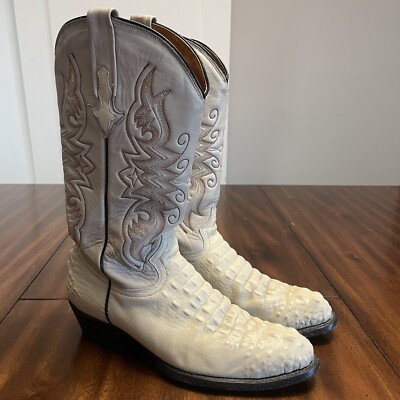 White Alligator Cowboy Boots Original Caiman Crocodile Tail Boots