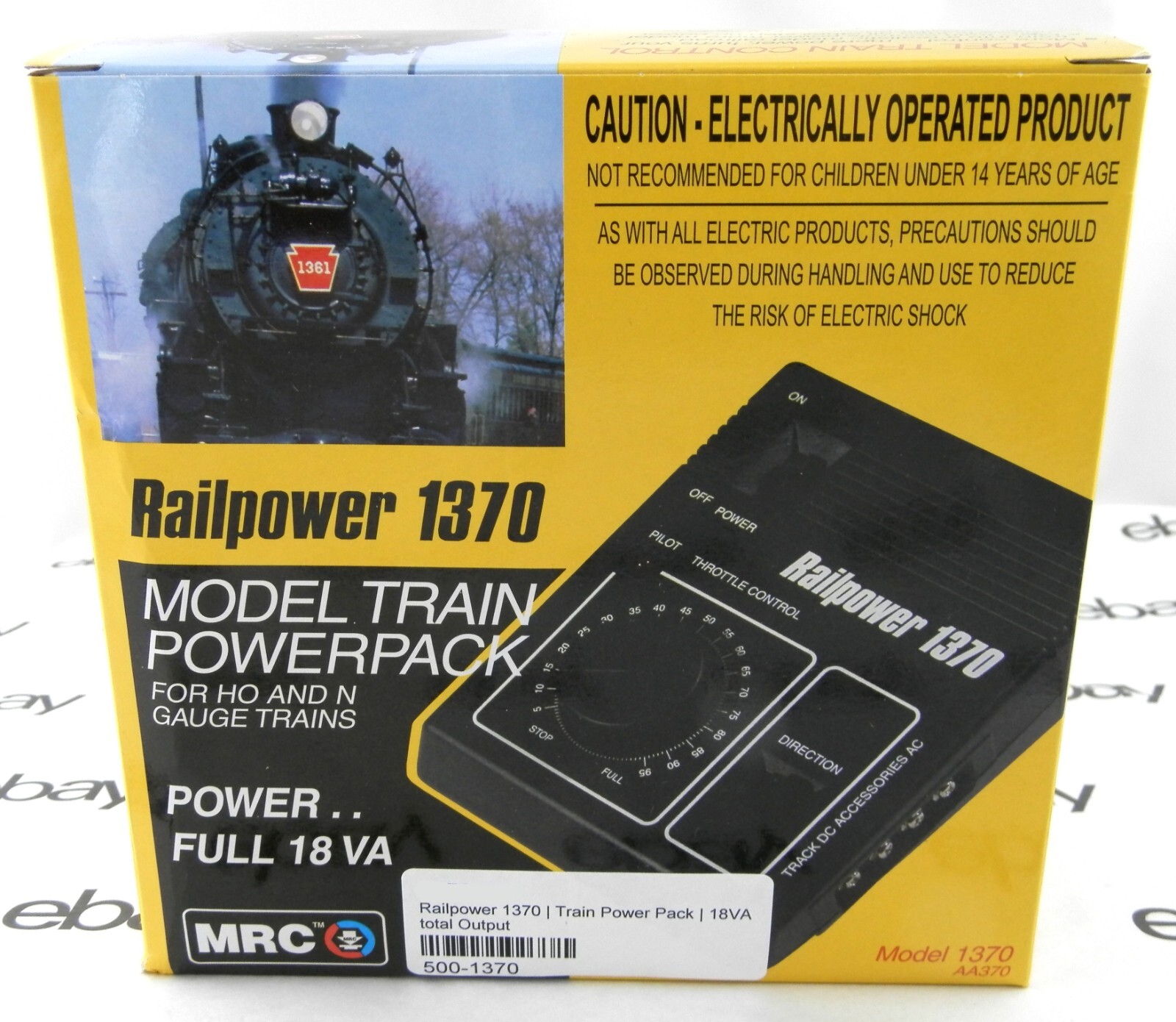 HO/N Scale Railpower 1370 Model Train Power Pack (Full 18 VA) MRC 