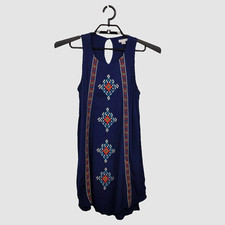 Xhilaration Women’s M Navy Blue Shift Dress Boho Lined Sleeveless