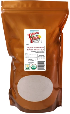 BENCH VIEW FARMS Organic Stone Ground Whole Wheat Einkorn Flour - 2lbs
