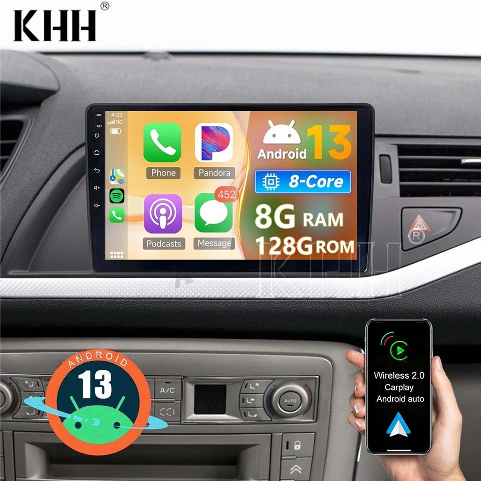 10.1'' 8+128GB Android 13 CarPlay Autoradio GPS Navi BT für Citroen C5 2008-2017