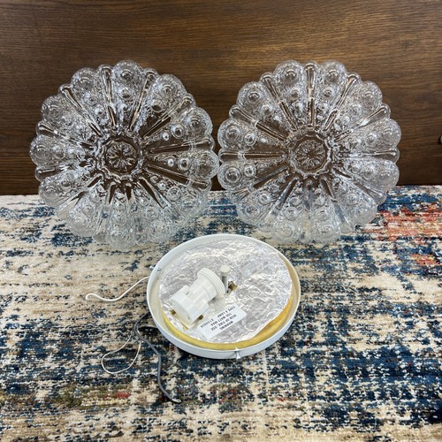 Pair Geometric Bubble Glass Flush Mount or Scones Mid Century MCM 9.75”