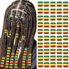 50PCS Hair Beads for Braids Mix Color Pinstripe Loc Dreadlock Acrylic Beads for