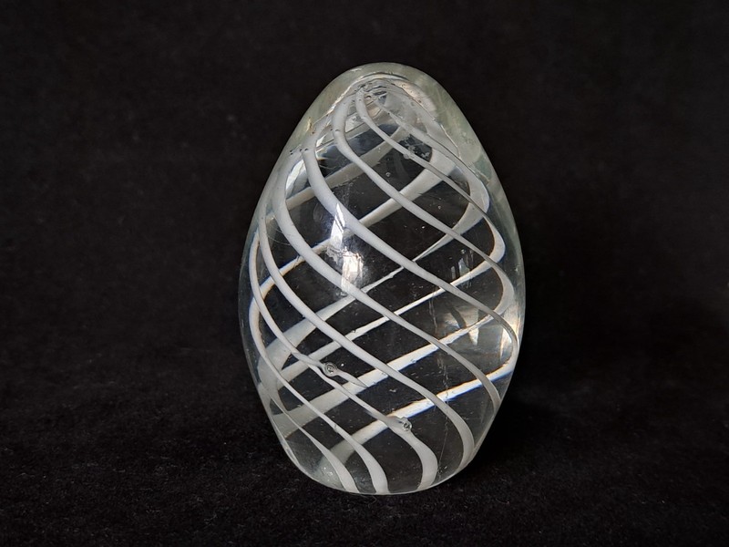 Blown Glass White Swirl Paper Weight.