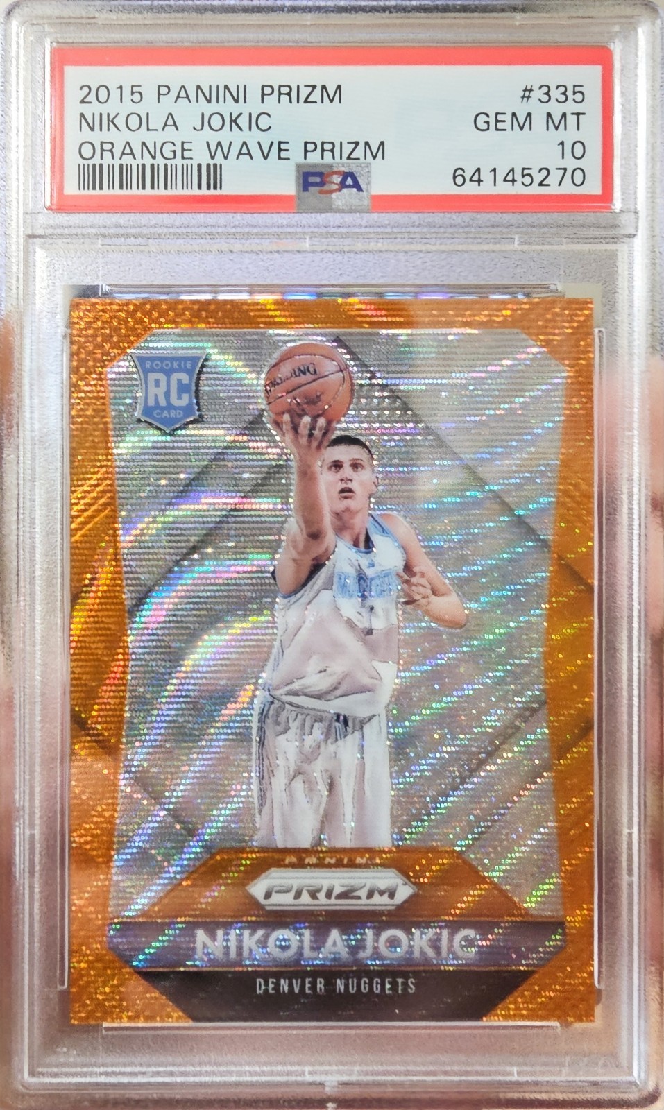 2015-16 Panini Prizm Nikola Jokic Rookie (RC) #335 Orange Wave Prizm - PSA 10