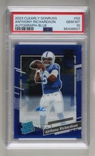 2023 Panini Clearly Donruss Blue 71/99 Anthony Richardson PSA 10 GEM MT Auto v9t