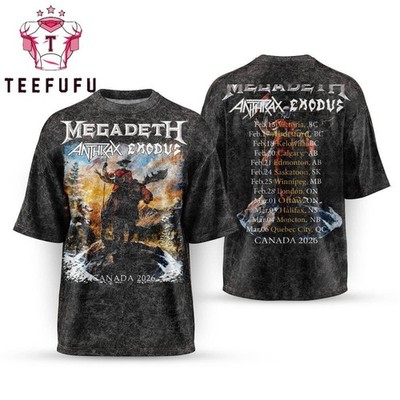Megadeth Anthrax Exodus Canada Tour 2026 T Shirt AOP 3D S-6XL