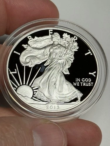 2013 GEM PROOF American Silver Eagle Dollar in Capsule, $1 U.S. .999 Coin ASE