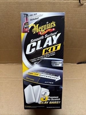 Meguiar's Smooth Surface Clay Kit 3 G191700 Premium Clay Bars 16oz Quik Detailer