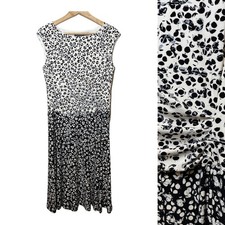 Lauren Ralph Lauren Abstract Print Cap Sleeve Dress Ruched Size 10 Animal