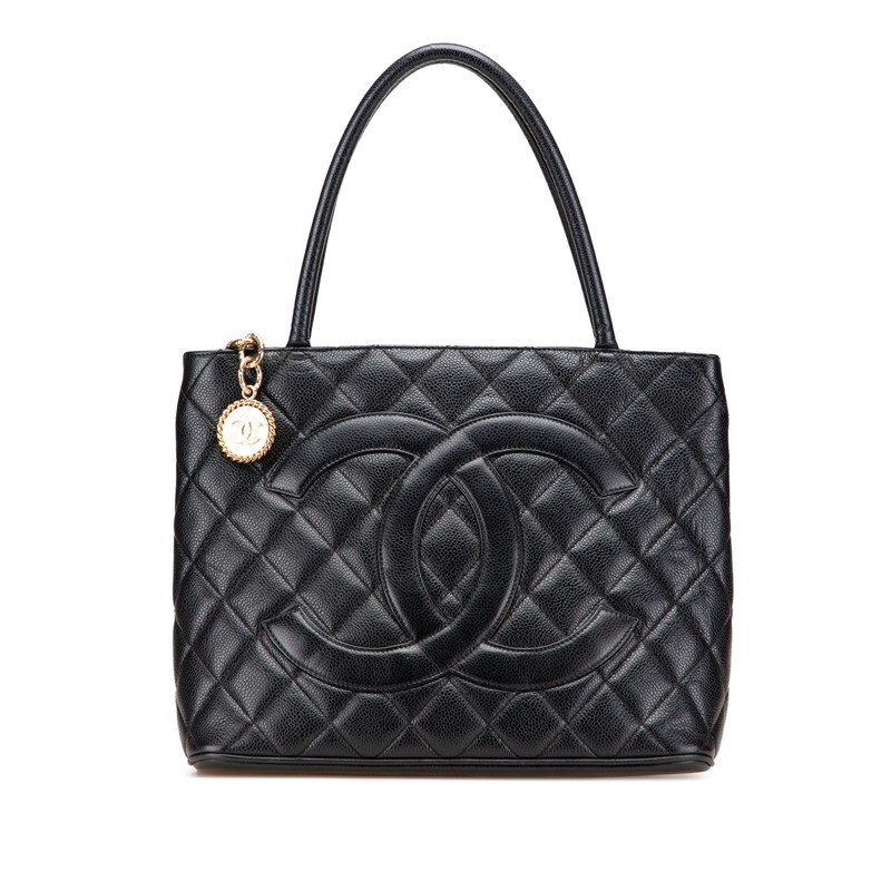 Chanel Coco Mark Matelasse black leather tote bag 165842