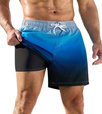 Mens Swimming Trunks Quick Dry Bathing Suit Swim Shorts with Compression Line...