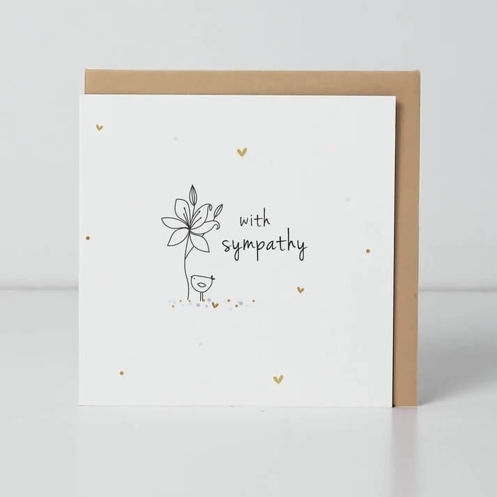 Sympathy Card Thinking of You Condolence - Stylish Gold Foiled Greeting Card