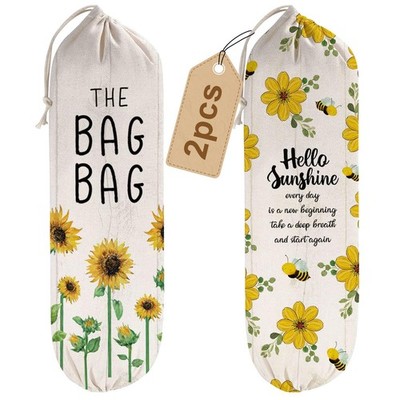 2Pcs Sunflower Plastic Bag Holder for Kitchen Essentials, Large, 