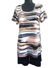Women's 2-Piece Multicolor Shorts Set Short Sleeves Top Size L Great 4 Travel 