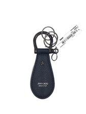 JIMMY CHOO Leather Keychain, Black