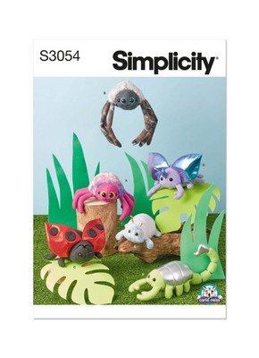 SIMPLICITY 3054 Schnittmuster Plüschtier Kufen, Spinnen Einheitsgröße ungeschnitten