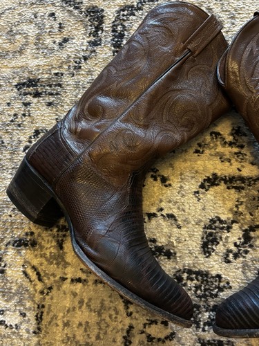 Tony Lama Dark Brown Teju Lizard Mens Size 12 D Leather Cowboy Western Boots - Picture 4 of 22