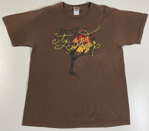 Vintage City And Colour T-Shirt Gr. L Dine Alone Records Dallas Grün Y2K