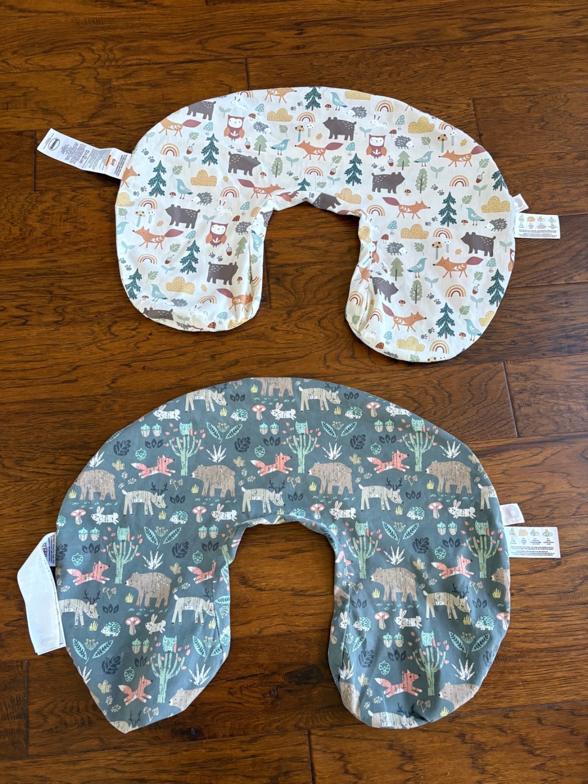 Genuine U Shape Boppy Nursing Pillow Covers Lot x 2 Forest Animals ~Excellent!-image